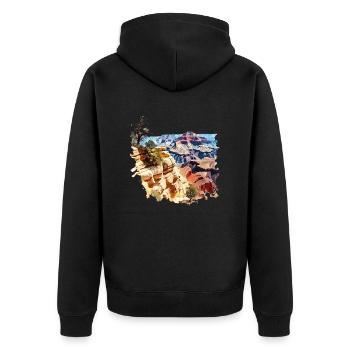 Der Grand Canyon - Unisex Premium Bio Zip Hoodie - Schwarz - Hinten - Nico (187cm)