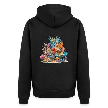 Das Great Barrier Reef, ein Naturwunder - Unisex Premium Bio Zip Hoodie - Schwarz - Hinten - Nico (187cm)