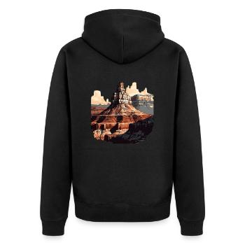 Der Grand Canyon in Arizona - Unisex Premium Bio Zip Hoodie - Schwarz - Hinten - Nico (187cm)