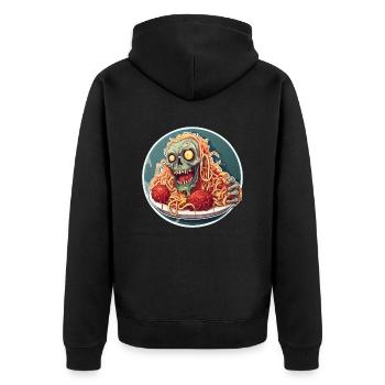 A Creepy Pasta with Zombie on Halloween - Unisex Premium Organic Zip Hoodie - black - Back - Nico (187cm)