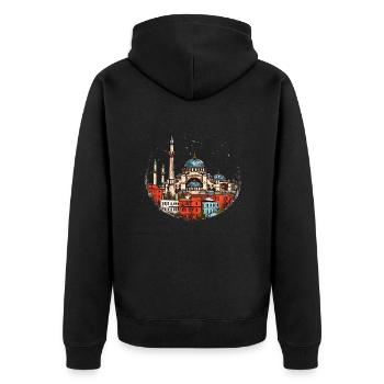 Istanbul has many sights - Unisex Premium Organic Zip Hoodie - black - Back - Nico (187cm)