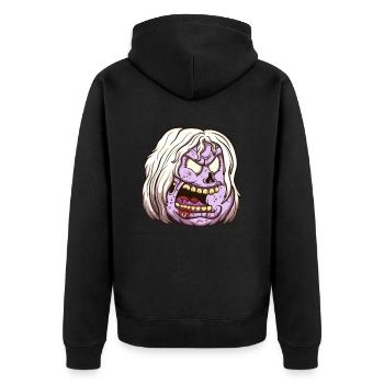 Weiblicher Zombiekopf - Unisex Premium Bio Zip Hoodie - Schwarz - Hinten - Nico (187cm)