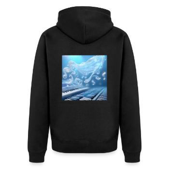 Musik liegt in der Luft - Unisex Premium Bio Zip Hoodie - Schwarz - Hinten - Nico (187cm)
