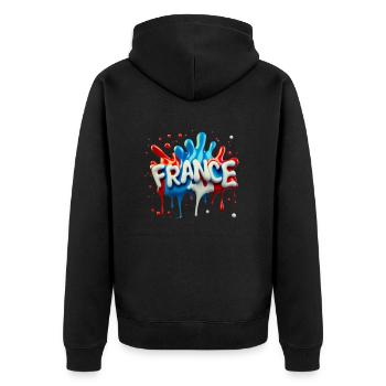 France-Style - Unisex Premium Bio Zip Hoodie - Schwarz - Hinten - Nico (187cm)
