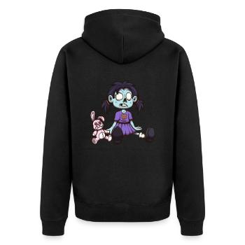 Kleines Zombie-Mädchen - Unisex Premium Bio Zip Hoodie - Schwarz - Hinten - Nico (187cm)