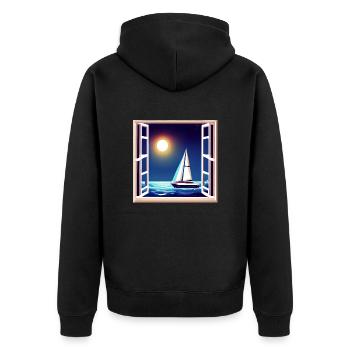 Segeln Segelsport Segler Segelschiff Segelboot - Unisex Premium Bio Zip Hoodie - Schwarz - Hinten - Nico (187cm)