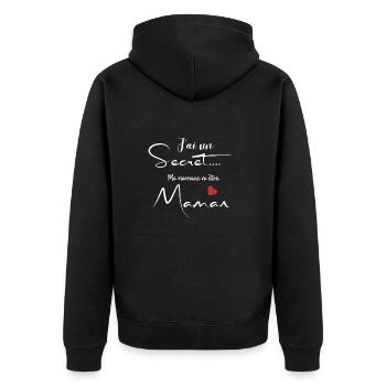 J’ai un secret ma marraine va être maman - Veste à capuche bio Premium Unisexe - noir - Dos - Nico (187cm)