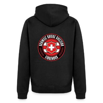 Schweiz - Unisex Premium Bio Zip Hoodie - Schwarz - Hinten - Nico (187cm)