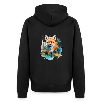 renard roux, renard aquarelle - Veste à capuche bio Premium Unisexe - noir - Dos - Nico (187cm)