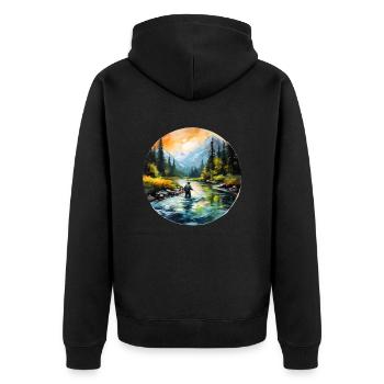 Pêcheur à la mouche peint - Veste à capuche bio Premium Unisexe - noir - Dos - Nico (187cm)