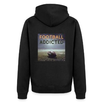 Football Addicted - Unisex Premium Bio Zip Hoodie - Schwarz - Hinten - Nico (187cm)