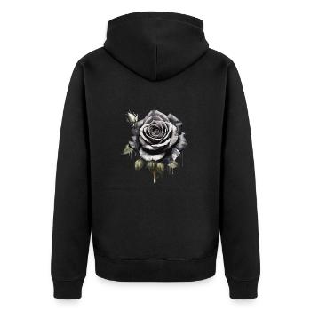 Rose à l’aquarelle - Veste à capuche bio Premium Unisexe - noir - Dos - Nico (187cm)