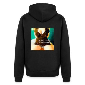 Every body is a masterpiece - Unisex Premium Organic Zip Hoodie - black - Back - Nico (187cm)