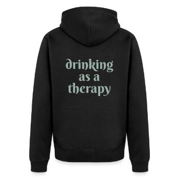 drinking as a therapy - Unisex Premium Organic Zip Hoodie - black - Back - Nico (187cm)