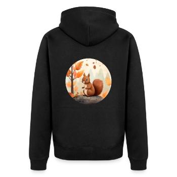 Squirrels in autumn - Unisex Premium Organic Zip Hoodie - black - Back - Nico (187cm)