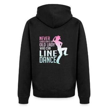 Never Underestimate a Lady Who Line Dance Western - Unisex Premium Organic Zip Hoodie - black - Back - Nico (187cm)