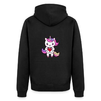 Fiançailles Saint-Valentin Love Fête des mères Licorne - Veste à capuche bio Premium Unisexe - noir - Dos - Nico (187cm)