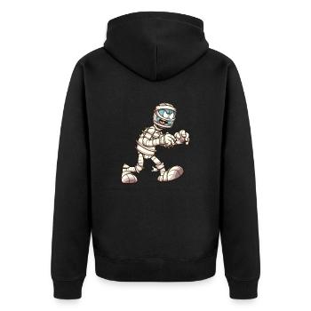 Wandelnde Mumie - Unisex Premium Bio Zip Hoodie - Schwarz - Hinten - Nico (187cm)