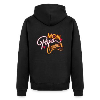 Mon Papa d'amour belle idee cadeau fete des peres - Veste à capuche bio Premium Unisexe - noir - Dos - Nico (187cm)