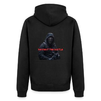 Respect the Hustle - Unisex Premium Bio Zip Hoodie - Schwarz - Hinten - Nico (187cm)