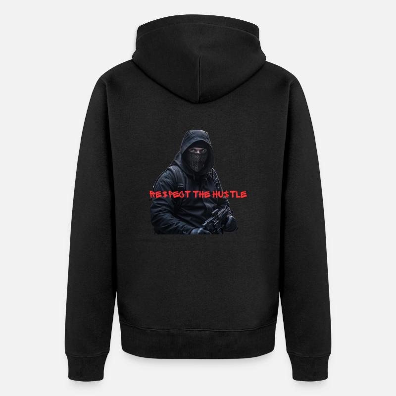 Respect the Hustle - Unisex Premium Bio Zip Hoodie - Schwarz