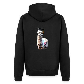 Bachelor Graduate School Leaving Certificate Alpaca Study - Unisex Premium Organic Zip Hoodie - black - Back - Nico (187cm)