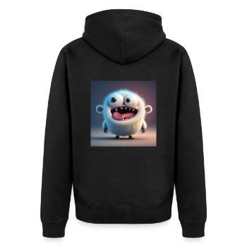 Frohes Halloween niedliche Monsterzunge heraus gruseligen Spaß - Unisex Premium Bio Zip Hoodie - Schwarz - Hinten - Nico (187cm)