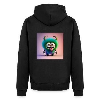 Frohes Halloween niedliche Monster Zunge raus gruselig lustig - Unisex Premium Bio Zip Hoodie - Schwarz - Hinten - Nico (187cm)