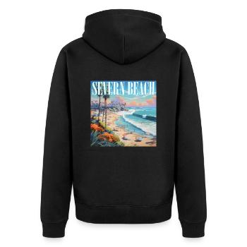 Severn Beach - Unisex Premium Organic Zip Hoodie - black - Back - Nico (187cm)