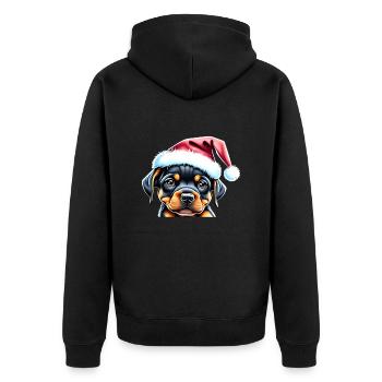 Rottweiler Hund Hundewelpe Weihnachten Hunde - Unisex Premium Bio Zip Hoodie - Schwarz - Hinten - Nico (187cm)