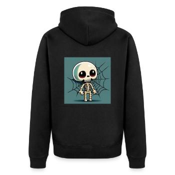 Happy Halloween cute skeleton scary funny spooky - Unisex Premium Organic Zip Hoodie - black - Back - Nico (187cm)