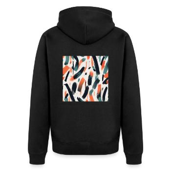 Modernes Pinselstrichdesign - Unisex Premium Bio Zip Hoodie - Schwarz - Hinten - Nico (187cm)