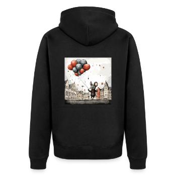 Mouse with balloons - Unisex Premium Organic Zip Hoodie - black - Back - Nico (187cm)