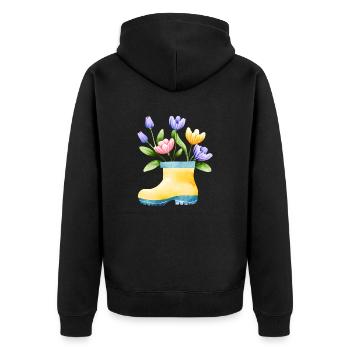 Blume Garten Gärtner Geschenk Blumen Hobbygärtner - Unisex Premium Bio Zip Hoodie - Schwarz - Hinten - Nico (187cm)