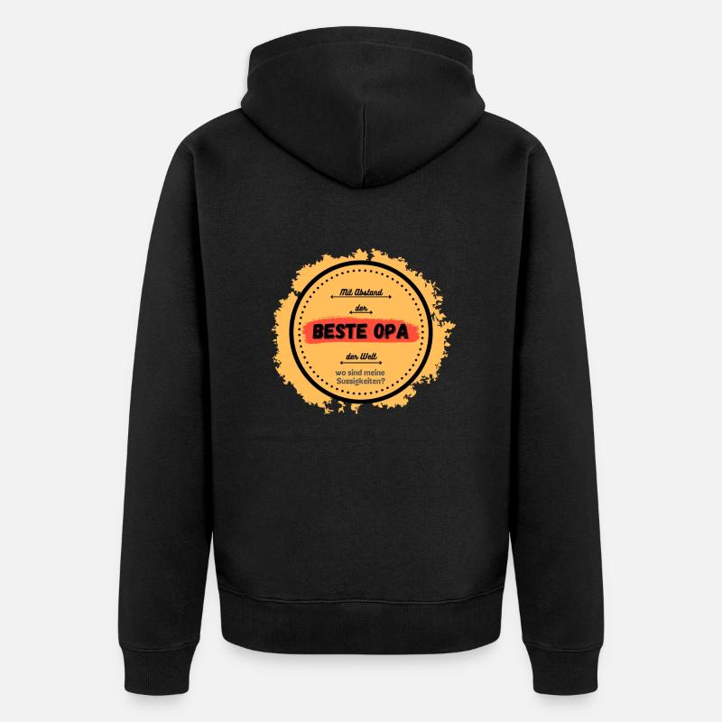 Bester Opa mit Abstand - Unisex Premium Bio Zip Hoodie - Schwarz