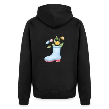 Blume Geschenk Gärtner Blumen Garten Hobbygärtner - Unisex Premium Bio Zip Hoodie - Schwarz - Hinten - Nico (187cm)