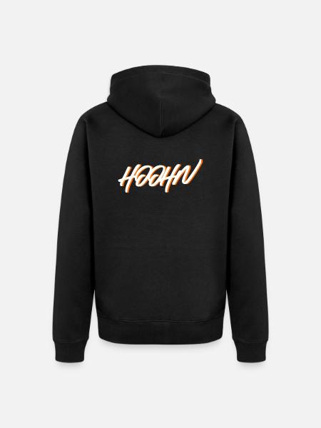 Hooohn 2 farb - Unisex Premium Bio Zip Hoodie - Schwarz