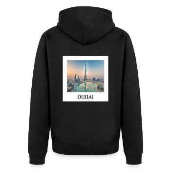 Dubai - Unisex Premium Bio Zip Hoodie - Schwarz - Hinten - Nico (187cm)
