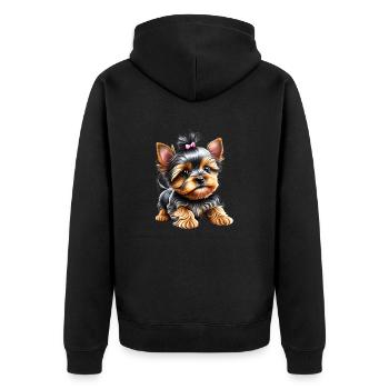 Puppy Yorkshire Terrier Chien Propriétaire Chien - Veste à capuche bio Premium Unisexe - noir - Dos - Nico (187cm)