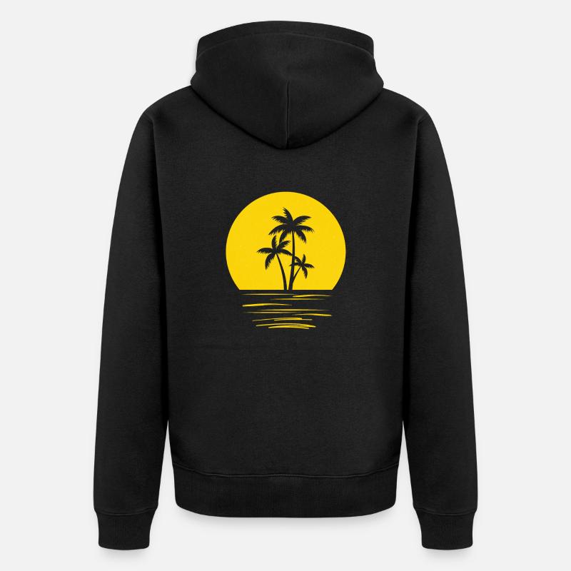 Soleil palmier groovy - Veste à capuche bio Premium Unisexe - noir