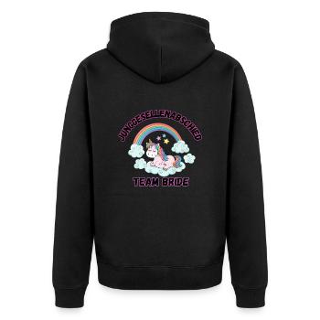 Junggesellenabschied - Unisex Premium Bio Zip Hoodie - Schwarz - Hinten - Nico (187cm)