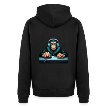 Chill Ape - Unisex Premium Bio Zip Hoodie - Schwarz - Hinten - Nico (187cm)