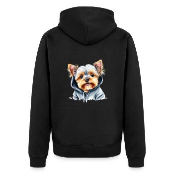 Dog Owner Yorkshire Terrier Puppy Dog - Unisex Premium Organic Zip Hoodie - black - Back - Nico (187cm)