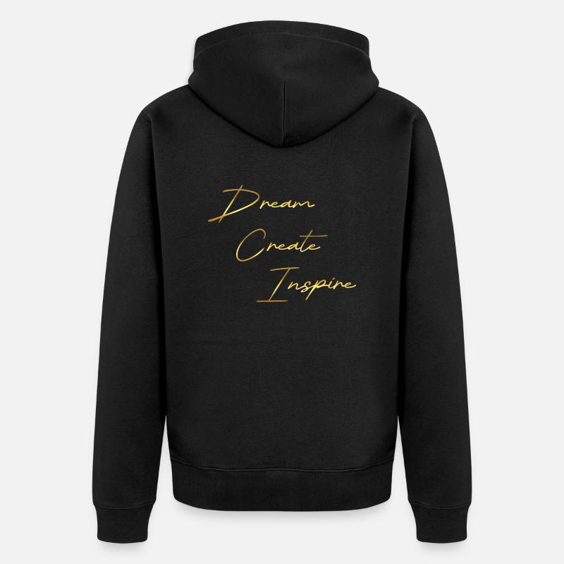 Dream Create Inspire gold - Unisex Premium Bio Zip Hoodie - Schwarz