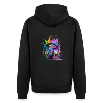 MUSIC - Unisex Premium Organic Zip Hoodie - black - Back - Nico (187cm)