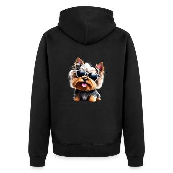 Dog Owner Yorkshire Terrier Puppy Dog - Unisex Premium Organic Zip Hoodie - black - Back - Nico (187cm)