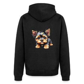 Chiot Yorkshire Terrier Chien Propriétaire Chien - Veste à capuche bio Premium Unisexe - noir - Dos - Nico (187cm)