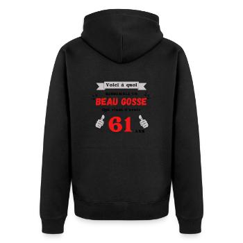 This Is What A Handsome 61-Year-Old Guy Looks Like - Unisex Premium Organic Zip Hoodie - black - Back - Nico (187cm)