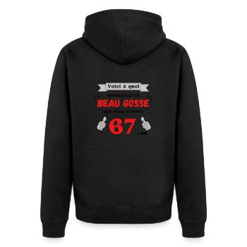This Is What A Handsome 67-Year-Old Guy Looks Like - Unisex Premium Organic Zip Hoodie - black - Back - Nico (187cm)