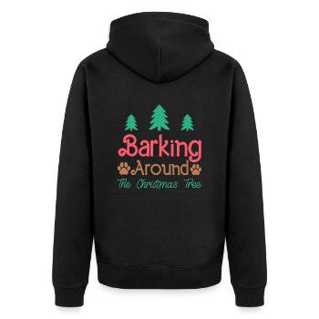 Barking around the Christmas Tree - Unisex Premium Organic Zip Hoodie - black - Back - Nico (187cm)